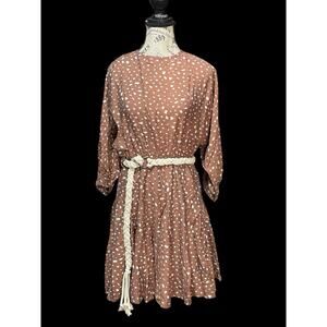 Andre Tan Boho Knit Dress – Nude-Taupe Brown, Medium, NWT + Rope Belt